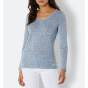 Leinen-Baumwoll-Pullover, jeansblau-mint-meliert
