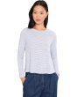 Petite Striped Organic Linen Jersey Crew Neck Long Sleeve Tee