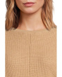 Cotton Cashmere - Round Neck Waffle Stitch Drop Shoulder Long Sleeve Sweater