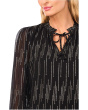 Smocked Cuff Ruffle Tie Neck Top