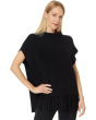Modal Knits - Sleeveless Turtleneck Sweater with Fringe detail