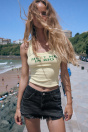 Zara ВЕРХНЯЯ ЧАСТЬ С НАДПИСЬЮ В РУБЧИК желтого цвета