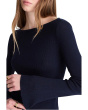 Flared-Sleeve Boatneck Sweater in Merino Wool-Silk Blend
