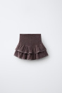 Zara ЮБКА С РЮШАМИ И БЛЕСТКАМИ ЦВЕТА баклажана