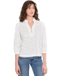 Knit Eyelet Ruffle Neck Top