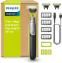 PHILIPS OneBlade 360 Face & Body - elektrischer Rasierer, Trimmer & Bodygroomer, 3x 360 Klingen, 4x Trimmaufsätze (1/2/3/5 mm), 2x Körperaufsätze, Nass- & Trockenrasur für Gesicht & Körper (QP2834/31)