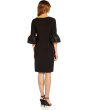 Stretch Jersey Side Ruched Dress with Bell Sleeve Detail