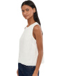 Lace-Trim Pleated Shell Top in 100% Linen