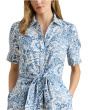 Paisley Tie-Front Linen Shirtdress