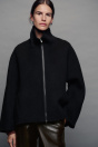 Zara Короткое шерстяное пальто ZW Collection черного цвета