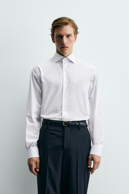 Zara ХЛОПКОВАЯ РУБАШКА ОБЫЧНОЙ ПОСАДКИ 538415209-250-2