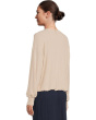 Tia Ribbed Crew Neck Sweatshirt w/ Smocked Cuffs
