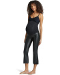 Faux Leather Mat Crop Flare