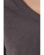 3/4 Sleeve V-Neck Tee with Curved Hem