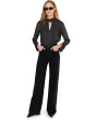 Mock Neck Front Keyhole Long Bell Sleeve