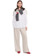 Striped Organic Linen Sheen High Waisted Full Length Trousers