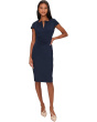 Cap Sleeve Asymmetrical Neck Crepe Sheath