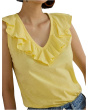 Ruffle-trim Slub Jersey Sleeveless Top