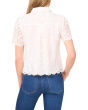 Lace Short Sleeves Hidden Placket Shirt