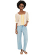1/2 Sleeve Square Neck Tie Back Woven Top