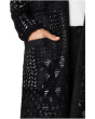 Long Sleeve Collarless Open Front Sweater Coat