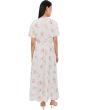 Split Neck Puff Sleeve Maxi Dress