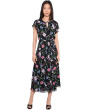 Ruffle Short Sleeve Keyhole Tie Waist Midi Dress