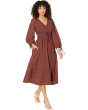 Arianne - Print Long Sleeve Tie Midi Dress - Cotton Seersucker