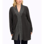 Longpullover m. hohem Schlitz und Glitzerblende, graphit-grau-meliert