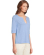 Cuffed Sleeve Split Neck