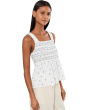 Sleeveless Smocked Woven Top with Embroidery