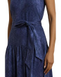 Print Belted Slub Jersey Tiered Dress