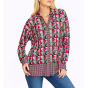 Shirtbluse, pink-schwarz-bedruckt