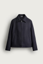 Zara Структурированная КУРТКА ОБЫЧНОГО ПОКРОЯ темно-СИНЕГО цвета
