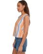 Sleeveless Shell Top With Button Back