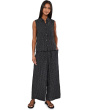 Puckered Organic Linen Grid Wide Ankle Pants