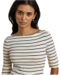 Striped Stretch Cotton Boatneck Tee