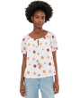Short Sleeve Tie Neck Woven Top