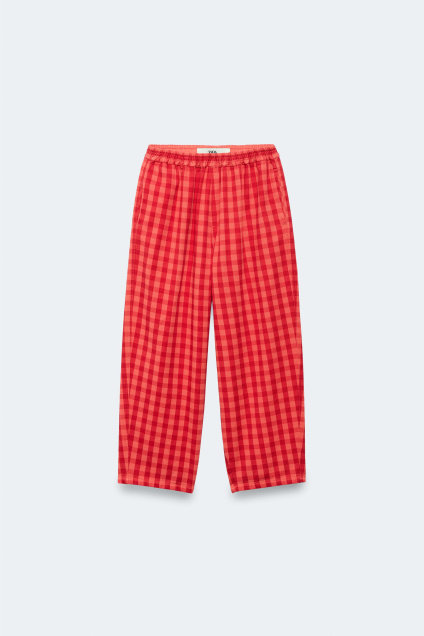 Zara МЕШКОВАТЫЕ БРЮКИ В КЛЕТКУ ВИШИ - ОГРАНИЧЕННАЯ СЕРИЯ 529092952-020-30