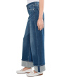 Morgan Mid-Rise Cuffed Crop Wide Leg Jeans With Trim 30" Inseam