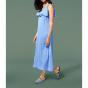 Maxikleid m. Volant, blau