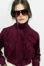 Zara КУРТКА ИЗ ЗАМШИ С ВОРОТНИКОМ-СТОЙКОЙ ЦВЕТА баклажана