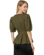 Burdur Stitch Detail Puff Sleeve Top