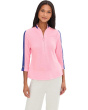 Textured Ottoman 3/4 Sleeve 1/4 Zip Top