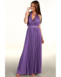 Pleated V-Neck Gown With 1" Self Belt