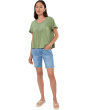 Petite Flutter Sleeve Woven To Knit Top with Embroidery