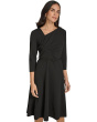 Scuba Crepe Asym Rouched Neck Midi With Belt