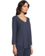 3/4 Sleeve V-Neck Tee with Curved Hem