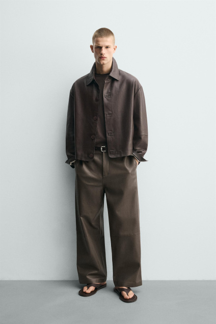 Zara КОЖАНЫЕ БРЮКИ С ВОЗДУШНЫМ ШАРОМ 526089816-700-36