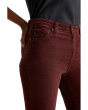 Mari Mid Rise Slim Straight Jeans in Bordeaux Rouge